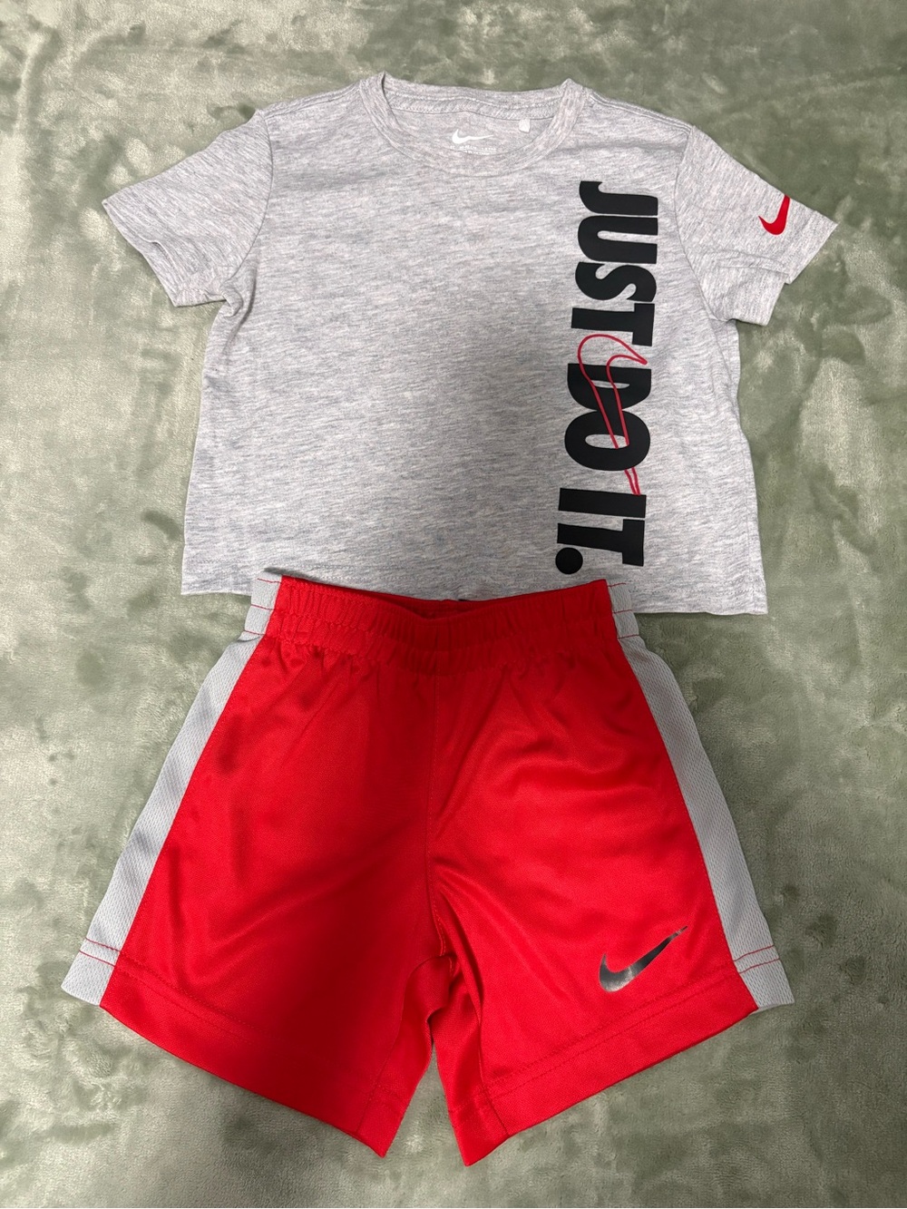 Nike Red Boys' Athletic Shorts with Gray Side Panels